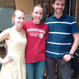 2014-2015 club president Victoria Allen (center) with current president Bradley Smith and VP Maria Dunsworth