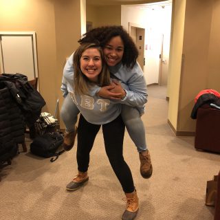 The Truth Behind Sororities on Campus: Alpha Beta Tau Junior Leah Bovard with her little, sophomore Alexis King.
